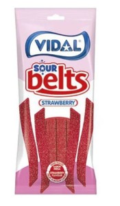 Żelki Truskawkowe kwaśne paski 90 g Vidal