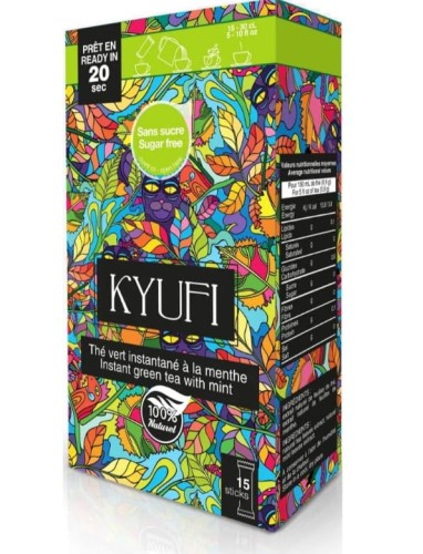 Kyufi Zielona herbata miętowa błyskawiczna bez cukru 15 saszetek